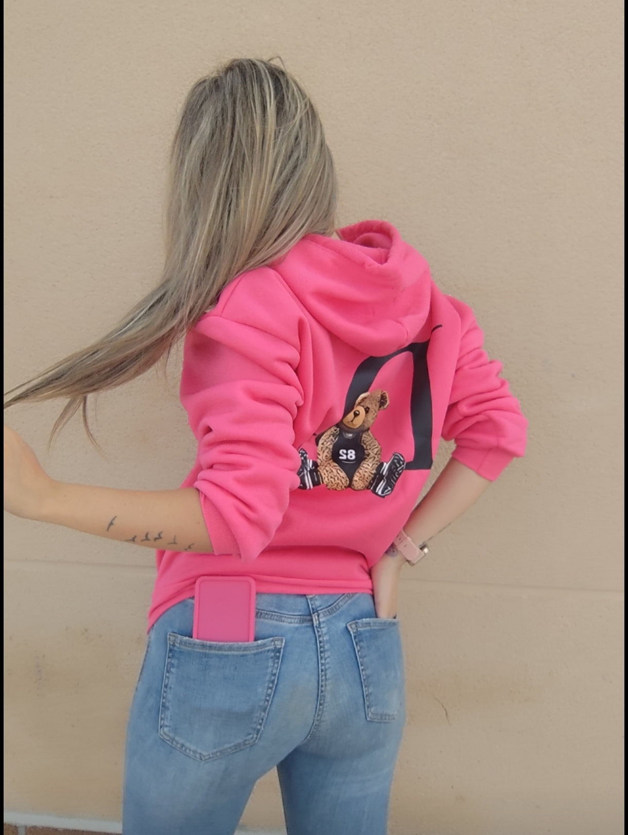 Sudadera fucsia bear